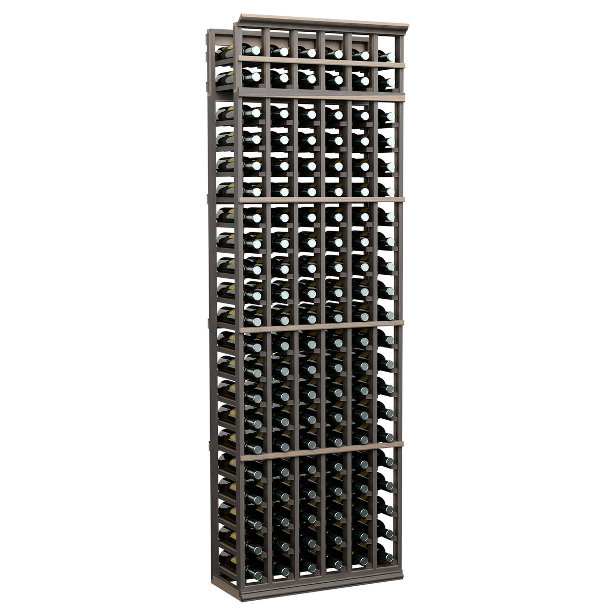7-ft wine bottle rack with 6 columns and black metal grid bottle holders