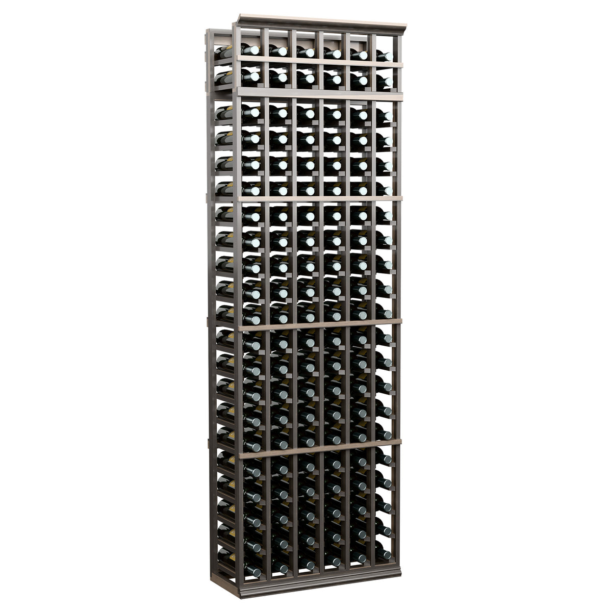 7-ft wine bottle rack with 6 columns and dark metal frame bottle slots