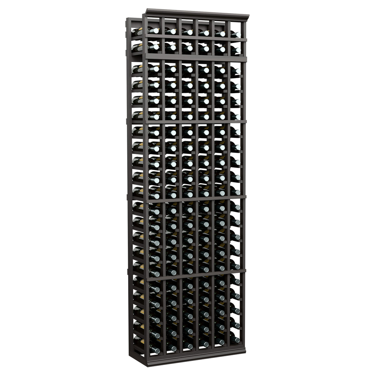 7-ft wine bottle rack with 6 columns and dark charcoal metal grid bottle holders