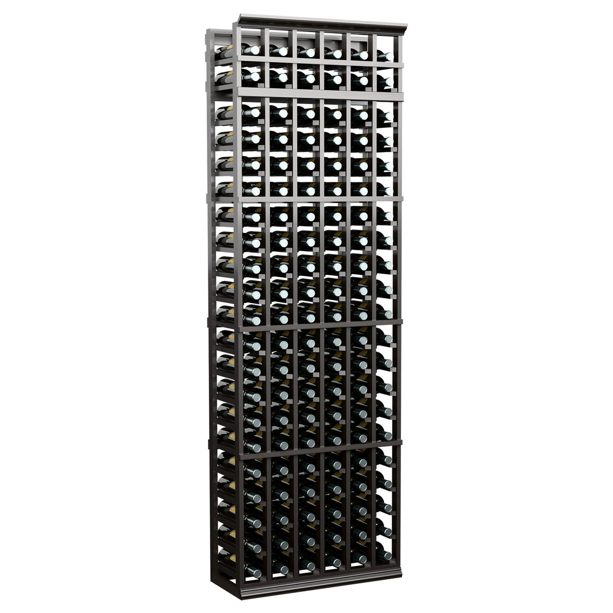 7-ft wine bottle rack with 6 columns and black metal grid bottle slots