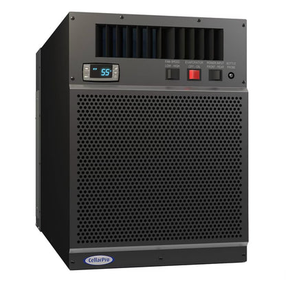Wine cooling unit with control panel, digital 55°F display, and perforated air grille.