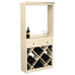 Light wood wine tasting station with open serving window, two drawers, and bottle rack