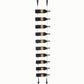 Cable wine rack for 10 bottles with black posts and bottle cradle arms