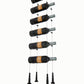 10-bottle cable wine rack with hanging cradles and black posts