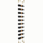 Cable wine rack for 10 bottles with gold posts and bottle cradle arms