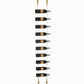 Cable wine rack for 10 bottles with gold posts and bottle cradle arms