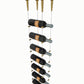 10-bottle cable wine rack with golden bronze hardware and hanging wine bottles