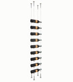 9-bottle wine rack with dark holders and chrome bottle pegs