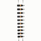 Cable wine rack for 10 bottles with silver posts and bottle cradle arms