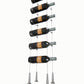 10-bottle cable wine rack with black hardware and floating hanging bottles