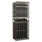 Double-deep 7-column wine display rack with gray frame and front bottle rows