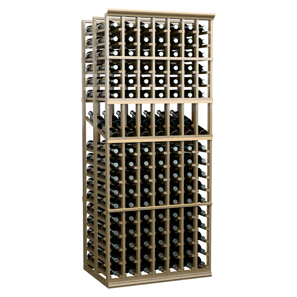 Light wood wine bottle rack, 7 columns, double-deep bottle storage