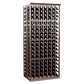 Dark brown wooden double-deep wine bottle rack with front lattice and bottle slots