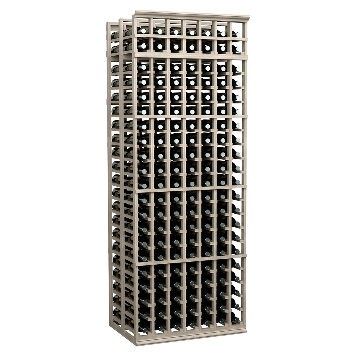 7-ft double-deep wine rack with 7 columns, gray frame and curved bottle dividers