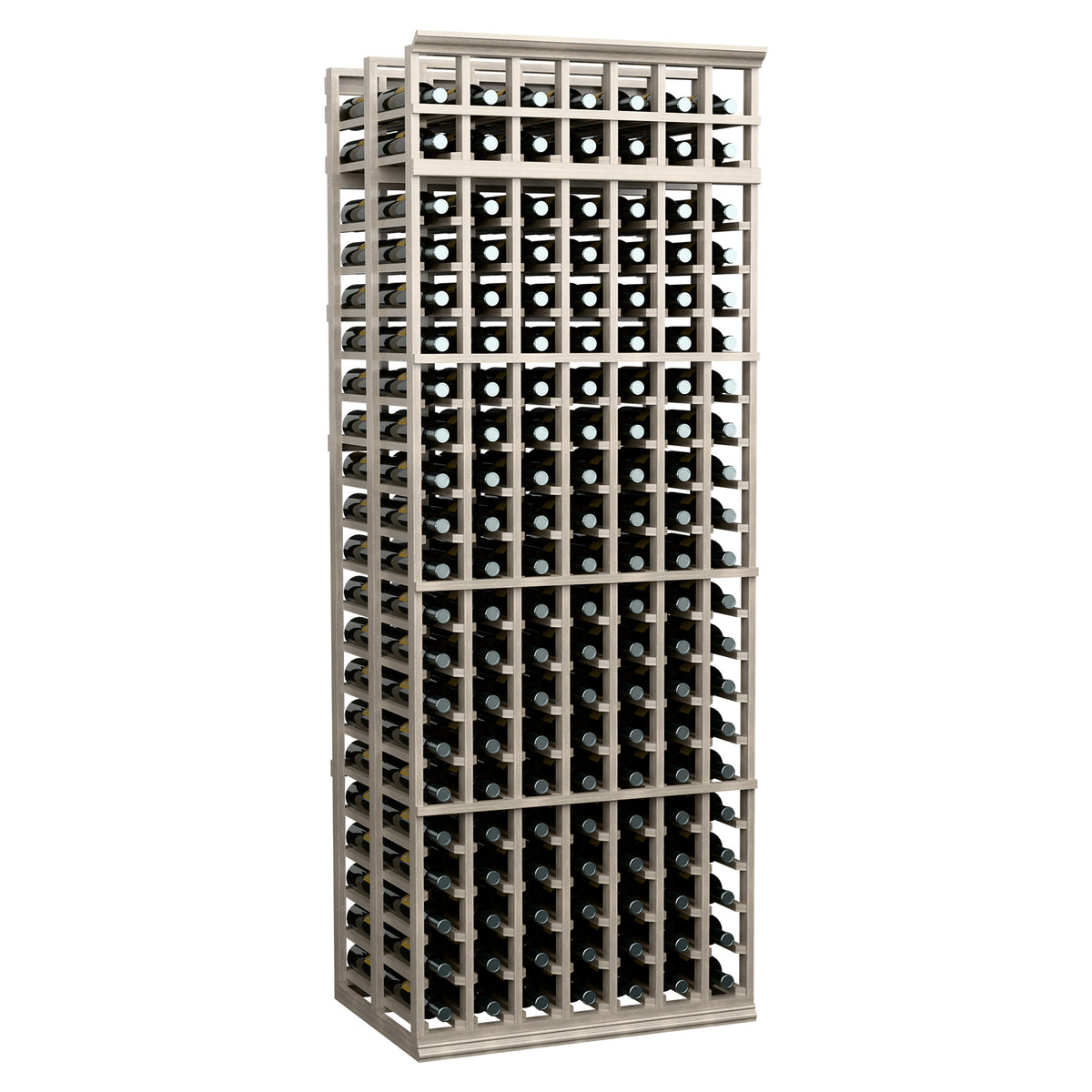 7-ft double-deep wine rack with 7 columns, gray finish and vertical bottle slots