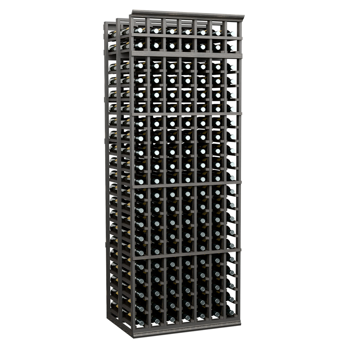 7-column double-deep wine bottle rack, dark metal grid for standard bottles