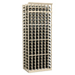 7ft double-deep wine bottle rack, light frame with black vertical supports and rows
