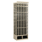 Double deep 8 ft wine bottle storage rack with light wood frame and many bottle slots