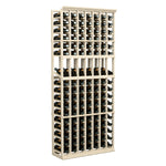 6-foot wine bottle display rack with 7 columns and bottle holders, natural wood frame