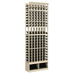 7-column wooden wine display rack with bottle slots, light finish, tall front view