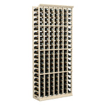 Wine bottle rack stand, 6 ft tall, light wood frame with 7 columns of bottle slots