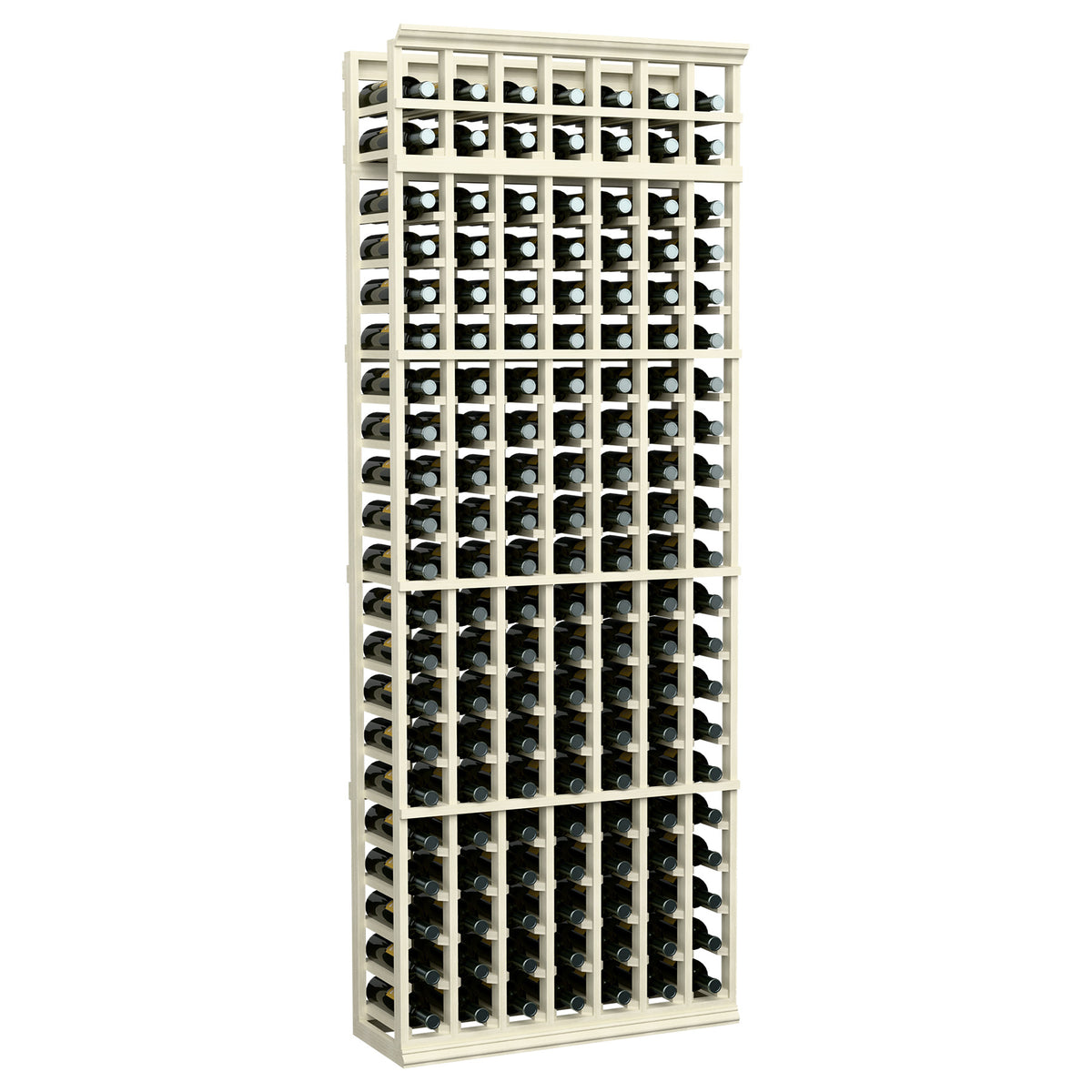 7-column wine bottle rack, white-washed wood finish, freestanding bottle holder
