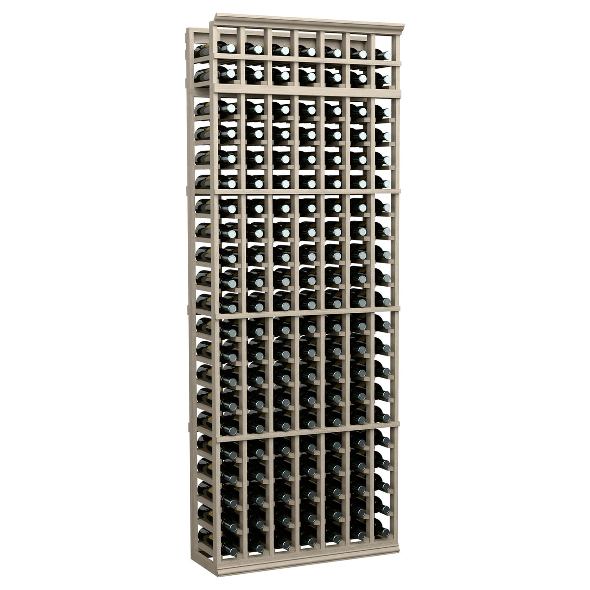 Light gray 7-ft wine bottle rack, 7 columns of bottle slots