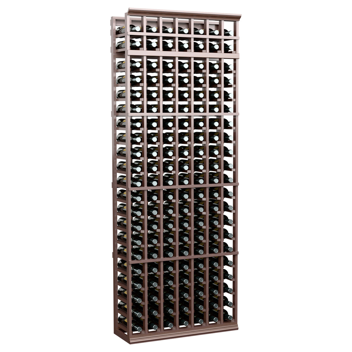 Dark brown 7-ft wine bottle rack, 7 columns of bottle slots