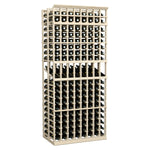8-column double-deep wine display rack, 7 ft, whitewashed wood wine bottle grid