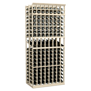 8-column double-deep wine display rack, 7 ft, whitewashed wood wine bottle grid