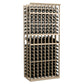 8 column double deep wine display rack with light wood frame and front bottle cubby rows