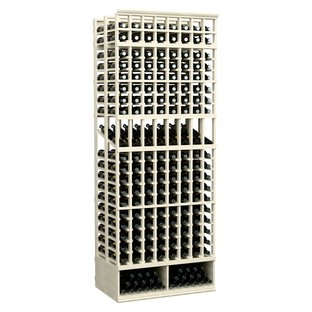 8-ft double deep wine display rack, gray frame with bottle rows