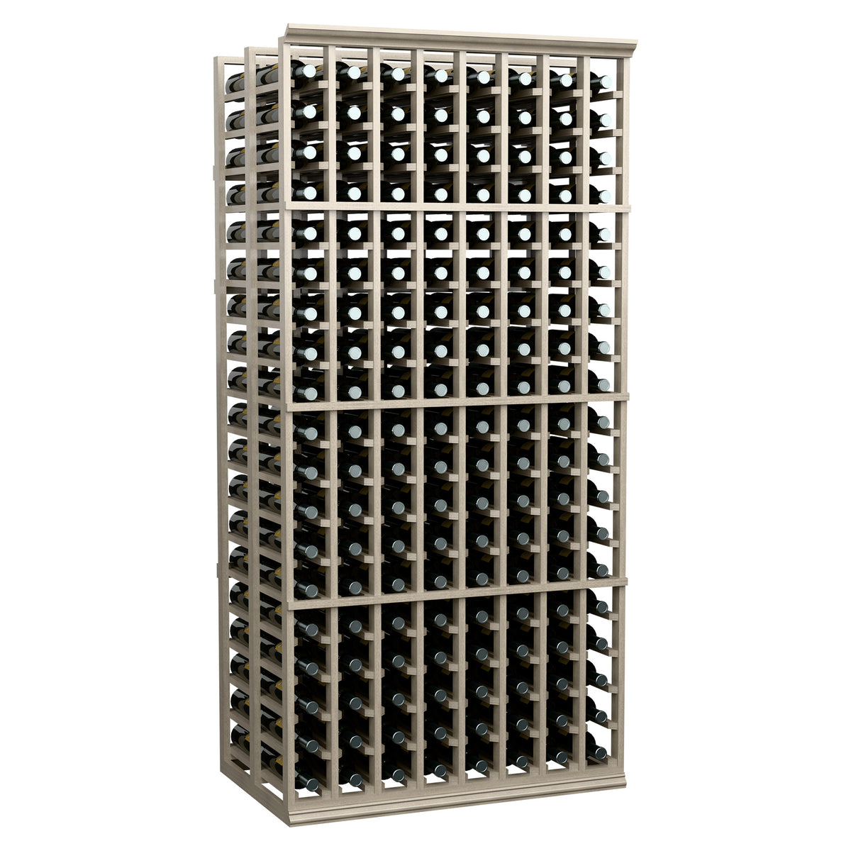 8-column double-deep wine bottle storage rack, dark frame with bottle rows