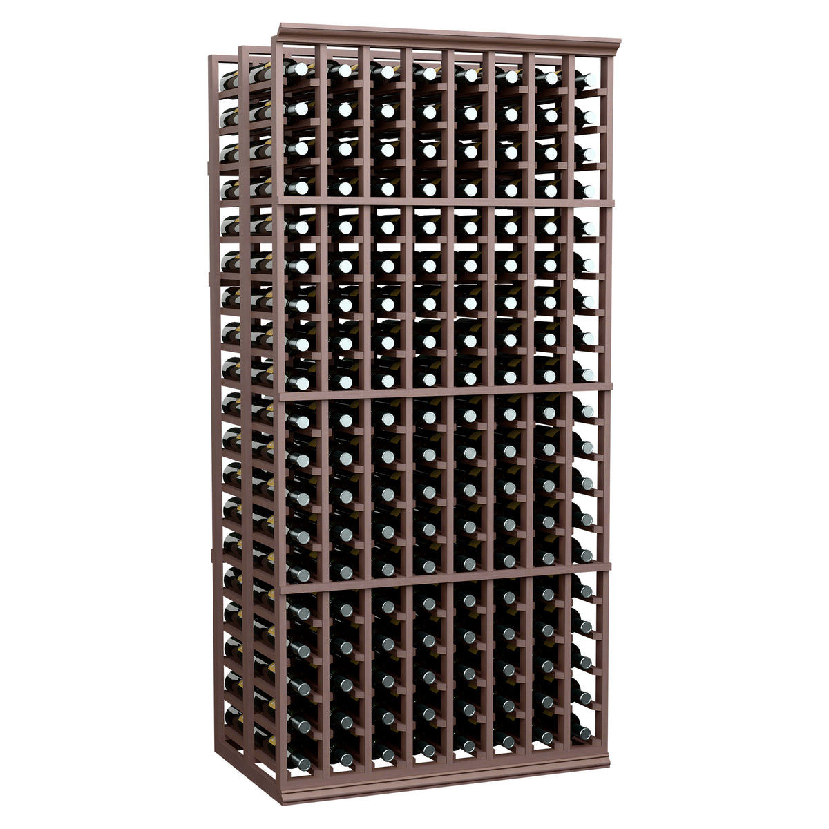 8-column double-deep wine bottle storage rack, dark frame with bottle rows