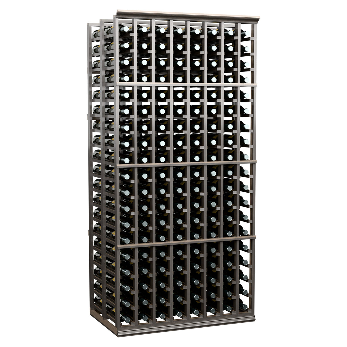 8-column double-deep wine bottle rack, 6 ft, dark frame with front bottle holders