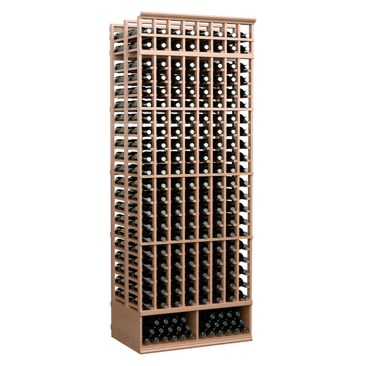 Wine bottle rack, 8-column double-deep standard, light wooden rack with two rows of bottle openings