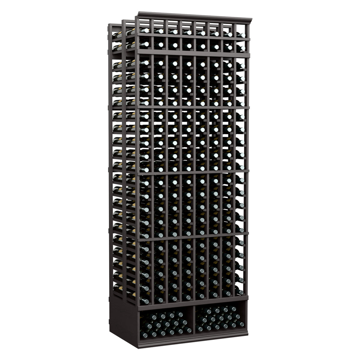 Wine bottle rack, 8-column double-deep standard, black frame with front bottle opening grid