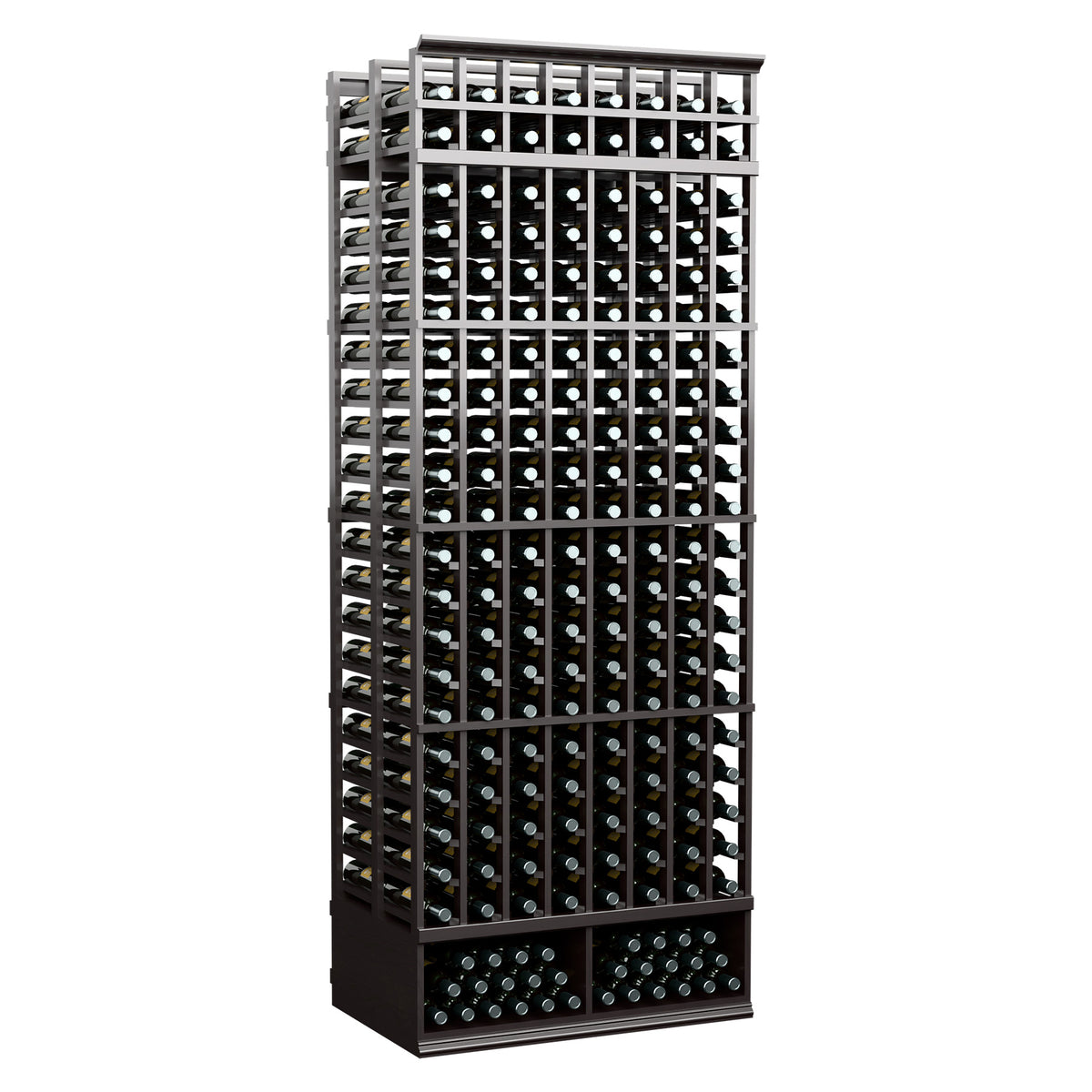 Wine bottle rack, 8-column double-deep standard, charcoal dark metal rack with two-deep storage