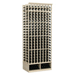 8-ft double-deep wine bottle rack, 8 columns, light wood frame with rows of bottle holes