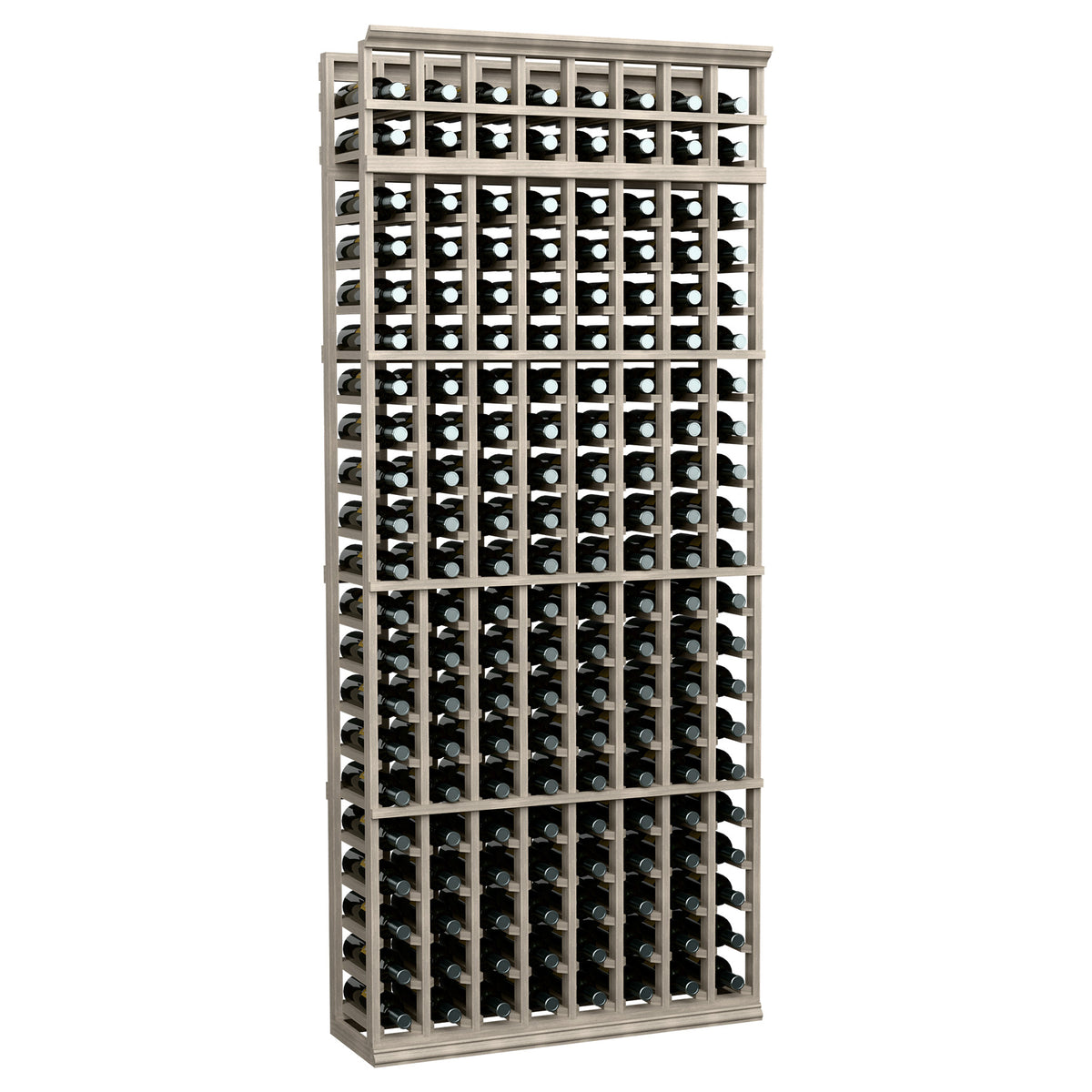 7 ft 8-column wine bottle rack, dark grey frame with cubby-style bottle slots