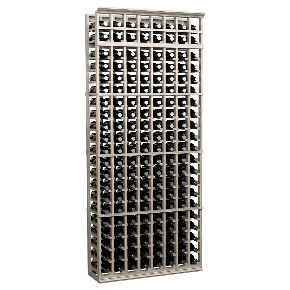 7 ft 8-column wine bottle rack, light grey frame with cubby-style bottle slots