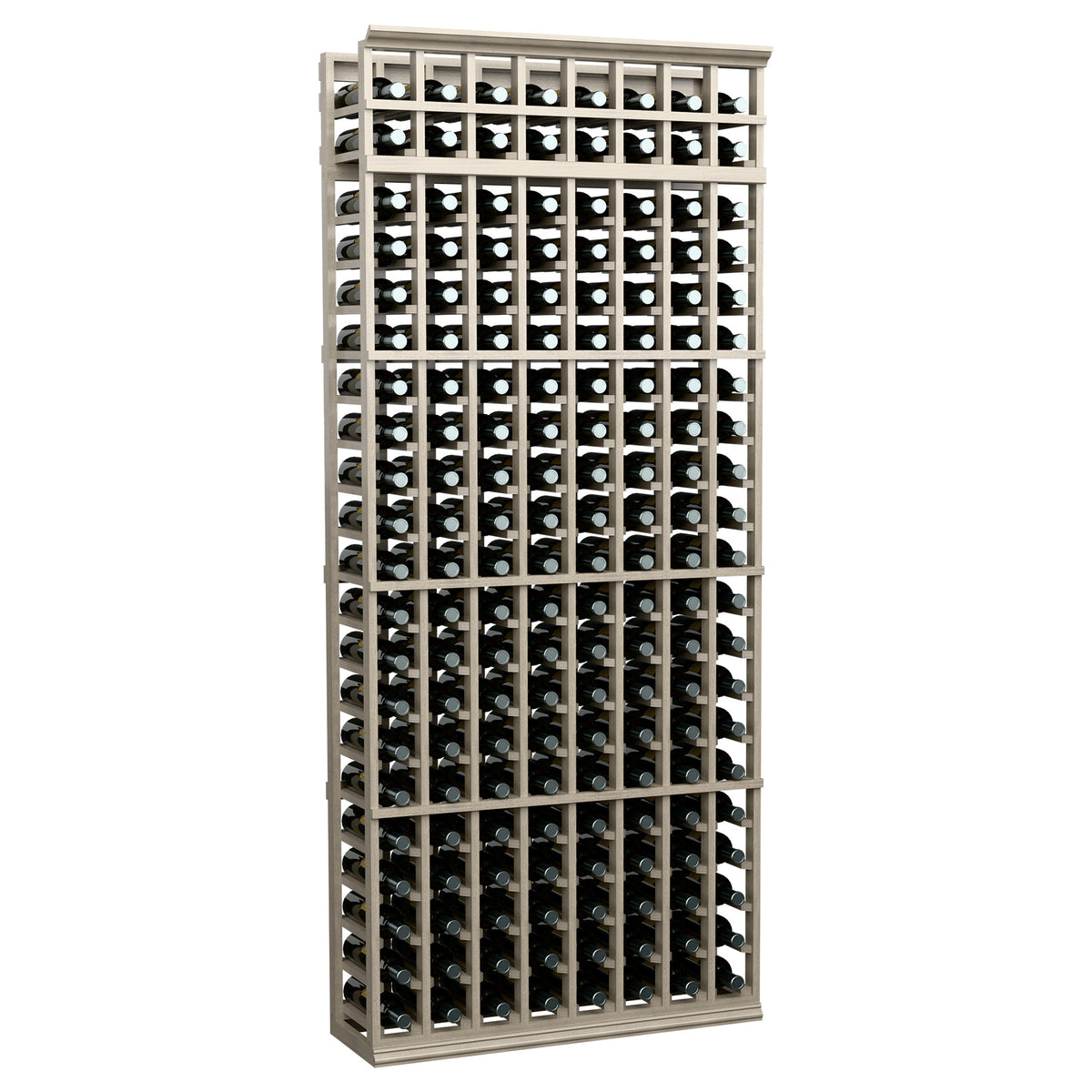 7-ft 8-column wine bottle rack with light gray shelving and front bottle holder grid