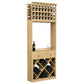 Light wood wine tasting station with diamond-pattern wine racks, two drawers, and bottle-and-glass ledge