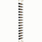 14-bottle wine rack with black holders and golden bronze posts at top and bottom