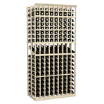 9-column double-deep wine display rack with white wood frame and two rows of bottle slots