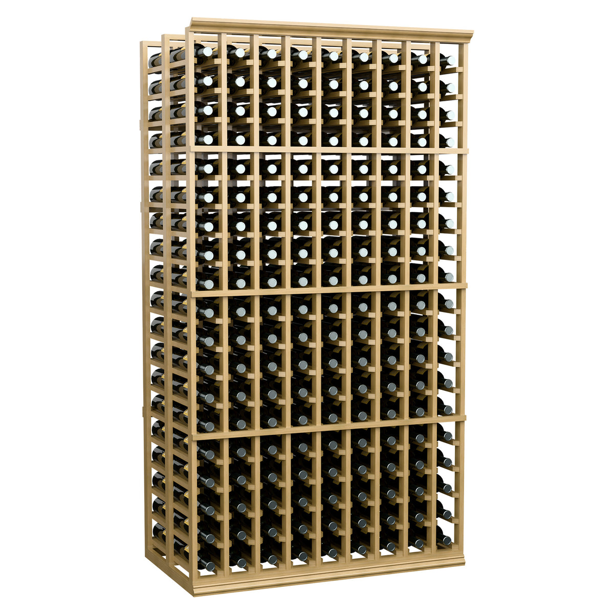 Double deep wine bottle rack with 9 columns, bottle display in a front-on view.