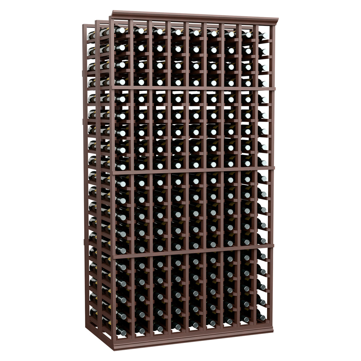 Double deep wine bottle rack with 9 columns, bottles arranged within the frame.