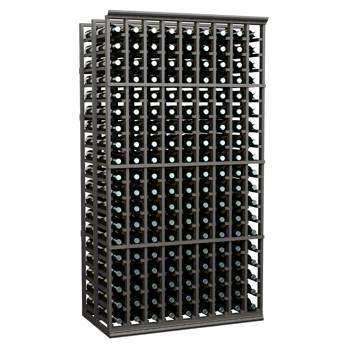 9-column double-deep wine rack, dark frame with bottle slots
