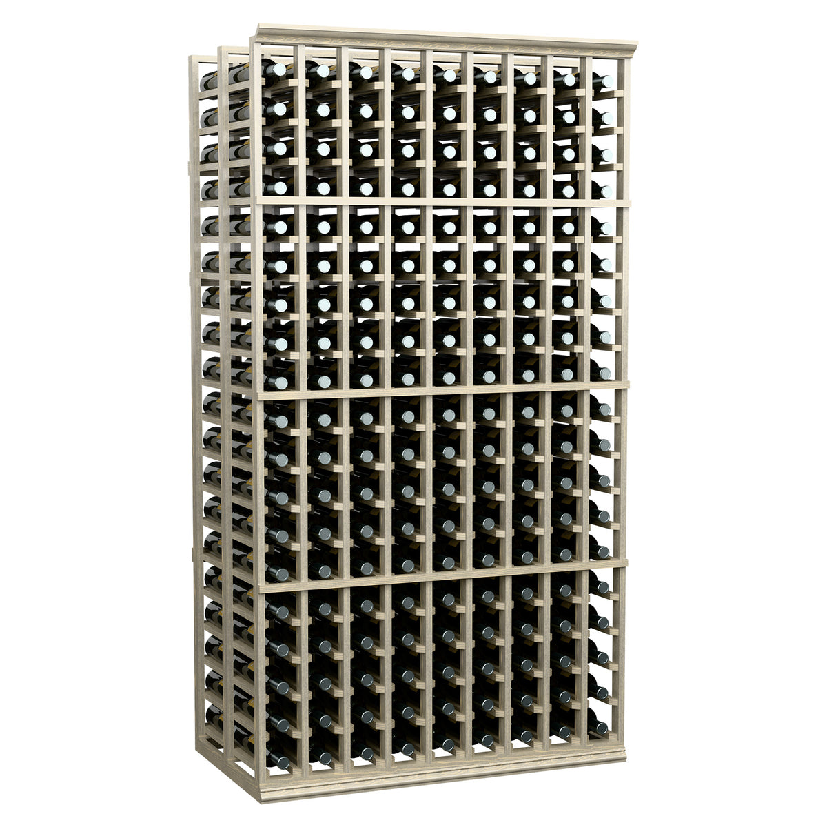Light wood double-deep wine bottle rack standing case with multiple bottle rows