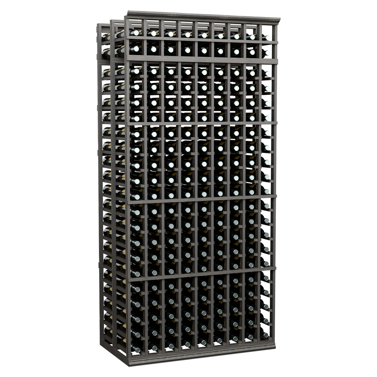 9-column double-deep wine bottle rack, black metal frame with grid bottle holders